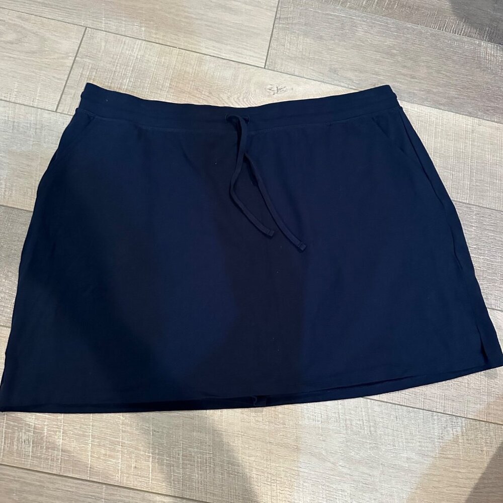 Style&Co Womens Navy Blue Cotton Blend Pull-On Skirt With Drawstring Waist Size